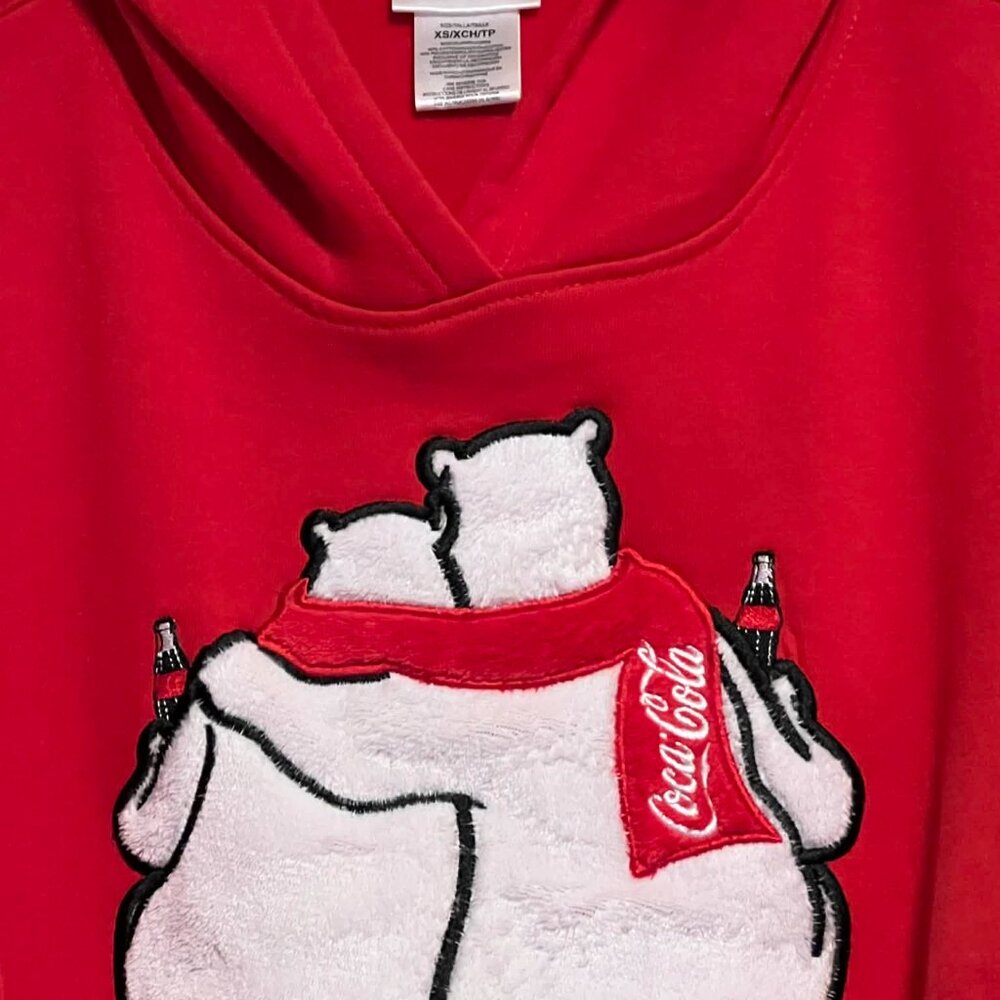 Coca-Cola Polar Bear Cropped Red Hoodie Size XS - Picture 5 of 11